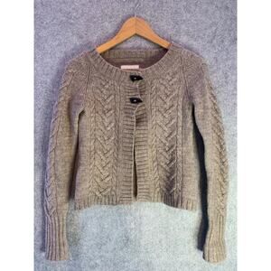 H&M LOGG Tan Two Button Cardigan, Wool and Alpaca Cable Knit, Women’s Size Small